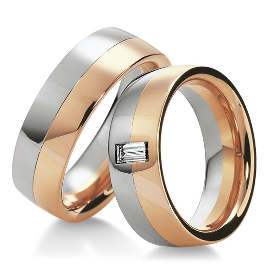 Trauringe 48/03540 & 48/03541 Weißgold & Rotgold