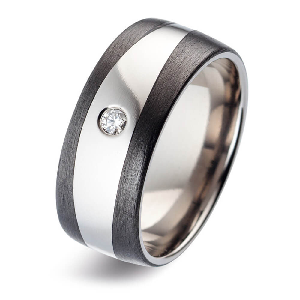 Trauringe Titan & Carbon Brillant 0,050 ct.