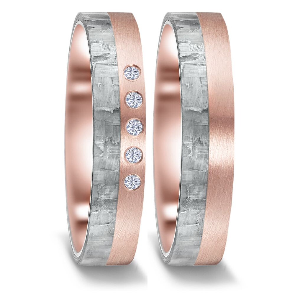 Trauringe Carbon Rotgold 585 Brillant TF 52614
