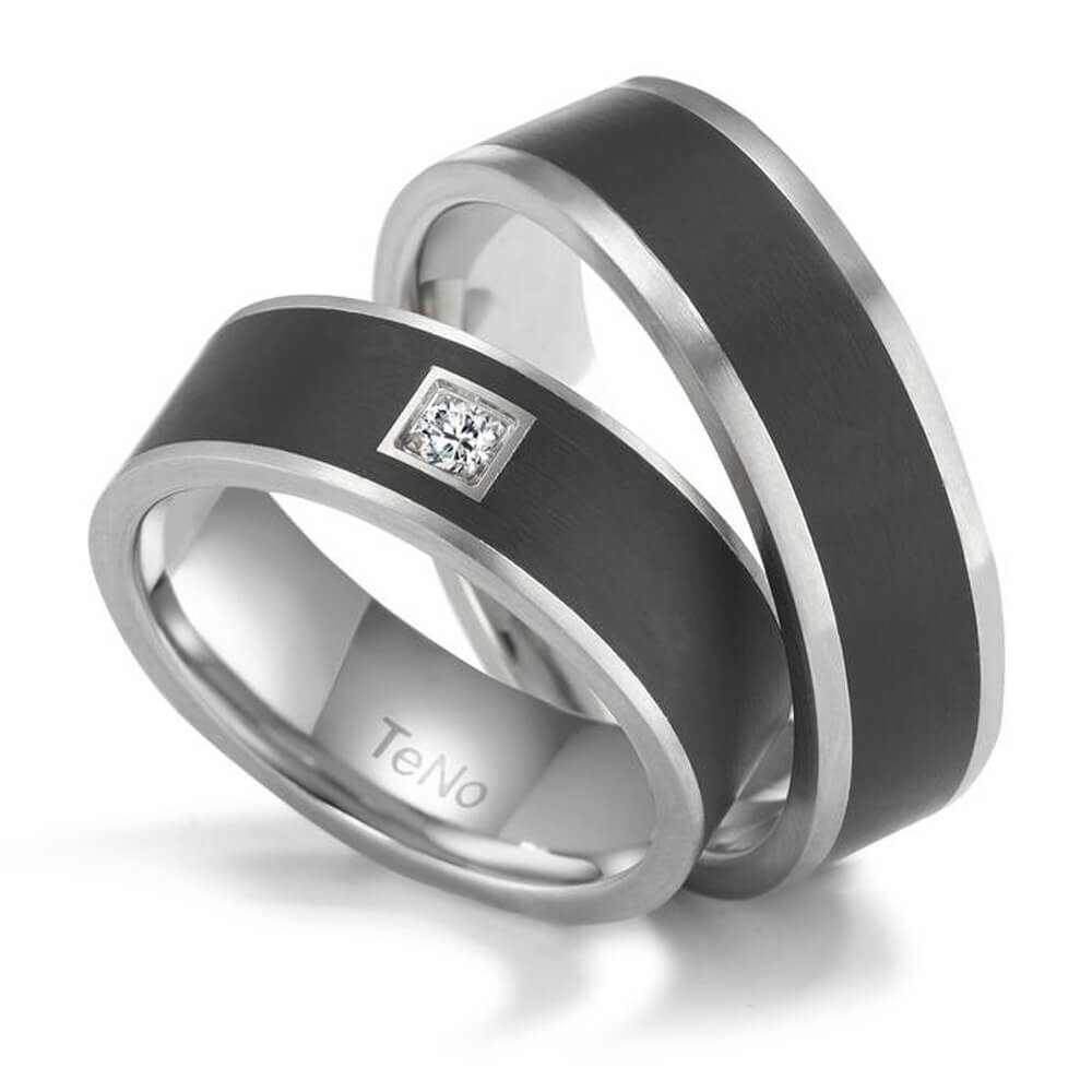 Partnerringe Edelstahl Keramik Tamor Satin