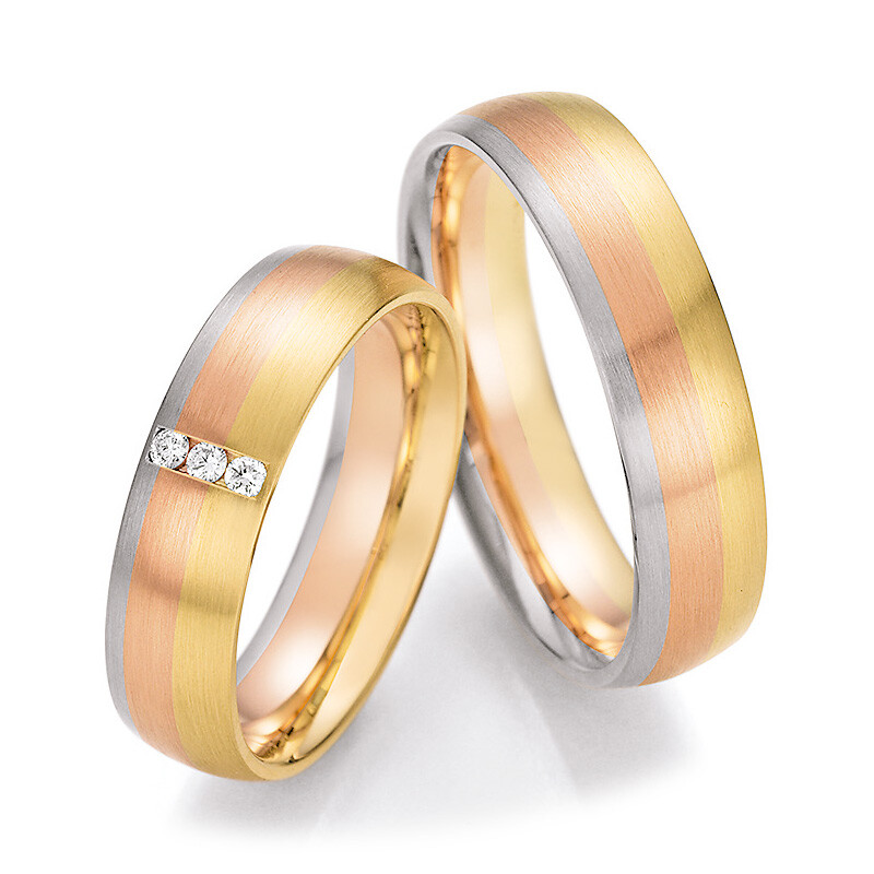 Trauringe Tricolor Sunrise 66/44090 & 66/44100 Brillant