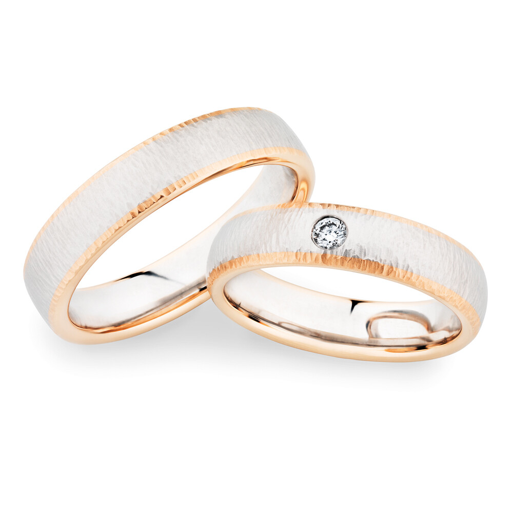 Eheringe Mehrfarbig Platin & Roségold Brillant 0.050 ct.