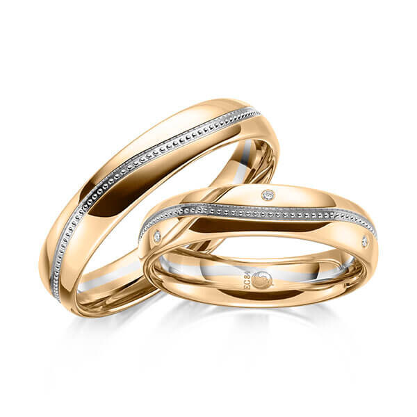 Trauringe Welle Perlfuge Roségold Weißgold RU-1627