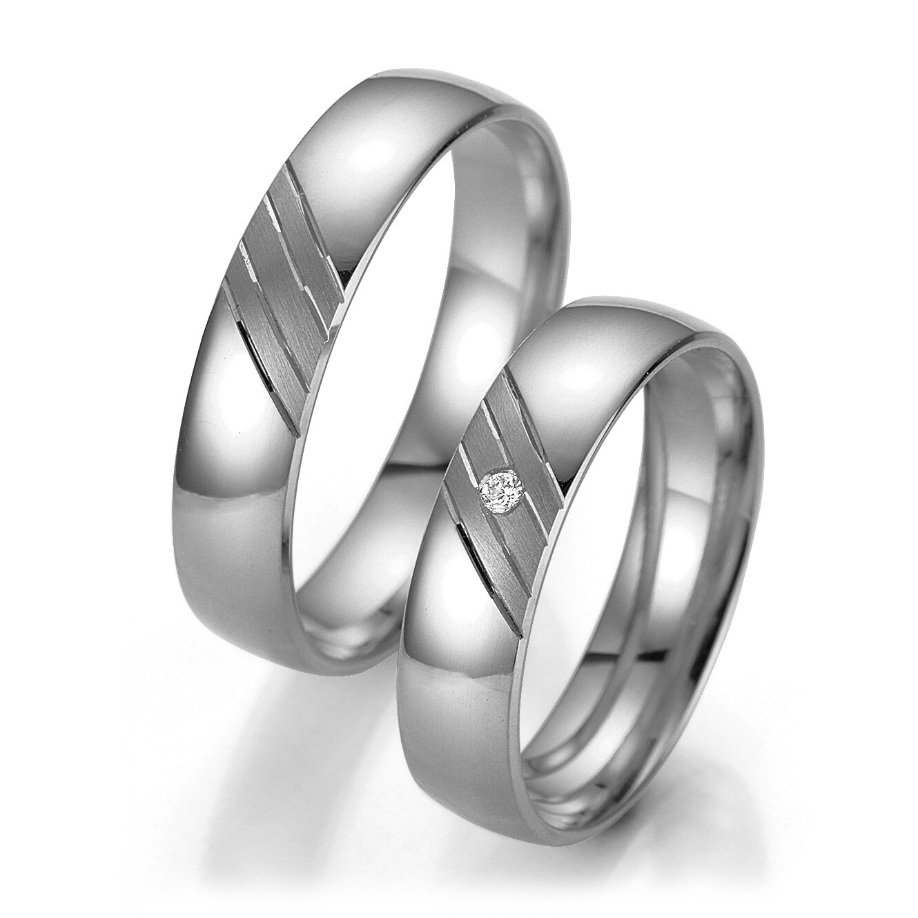 Trauringe 48/07015 & 48/07016 aus Weißgold