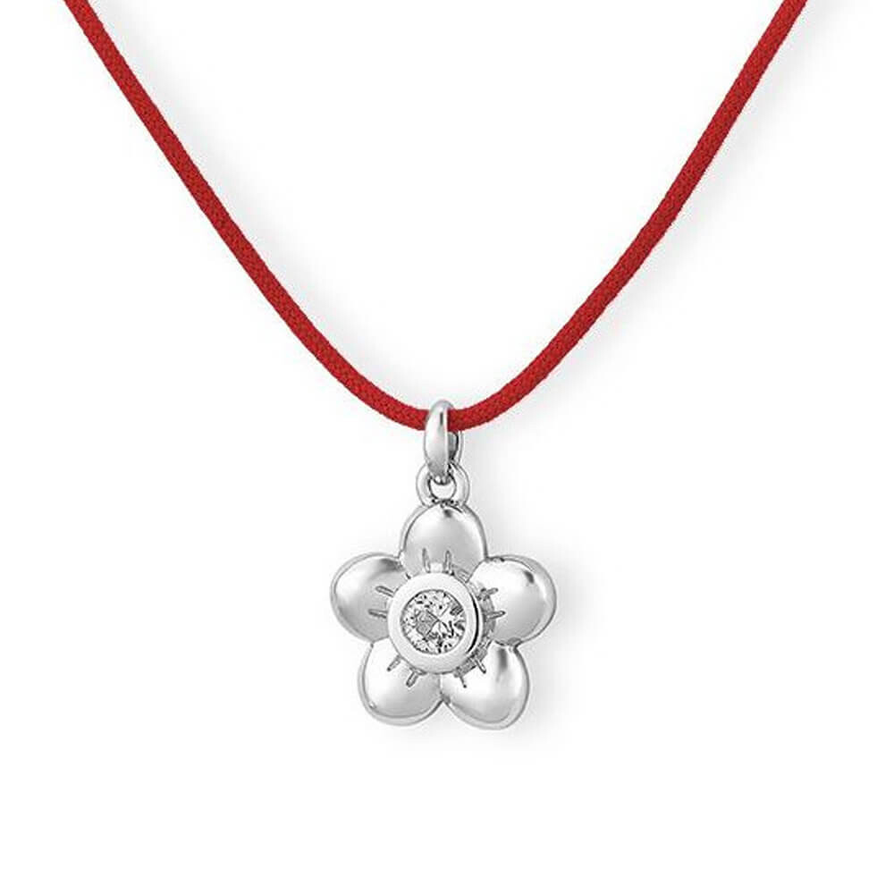 Collier Kids Blume Silber mit Saphir weiß