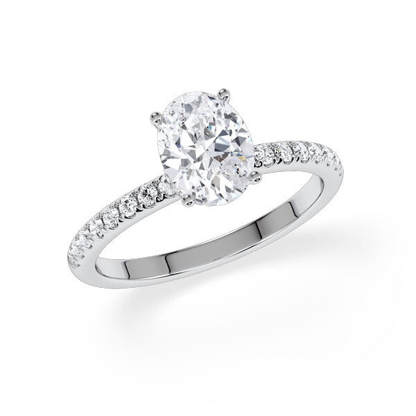 Ring Veiled Halo Oval Diamant Weißgold Rubin 1983