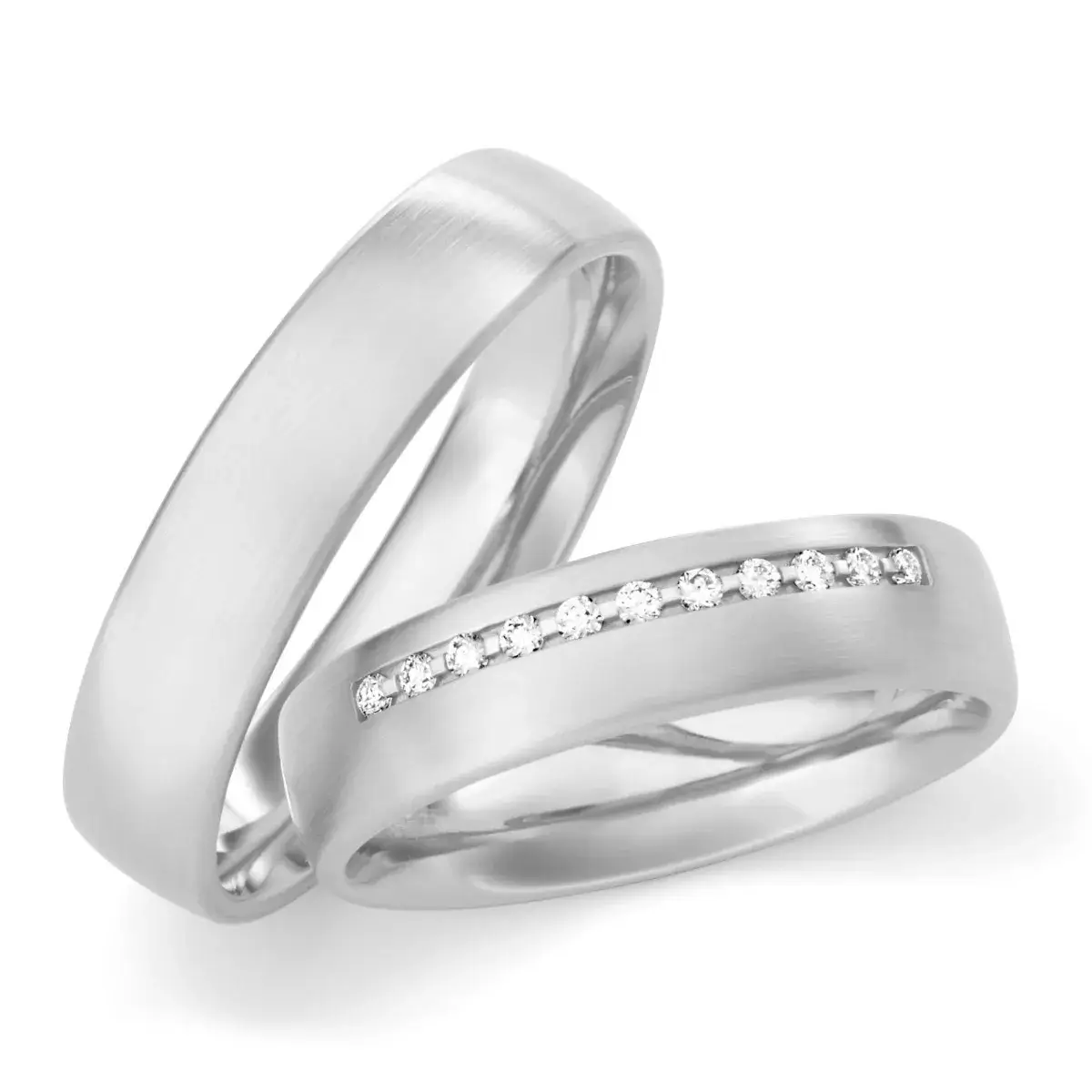 Trauringe Weißgold Brillant 0,110 ct.