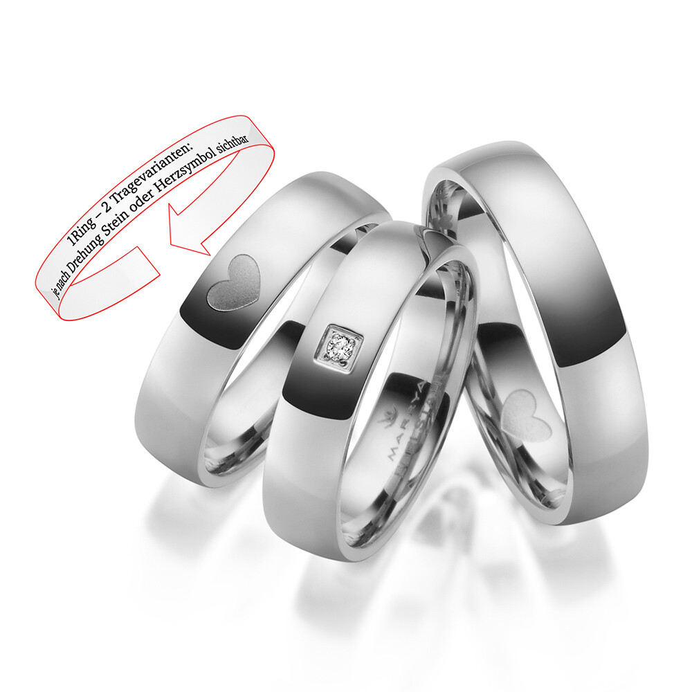 Partnerringe Edelstahl Zirkonia ES-29