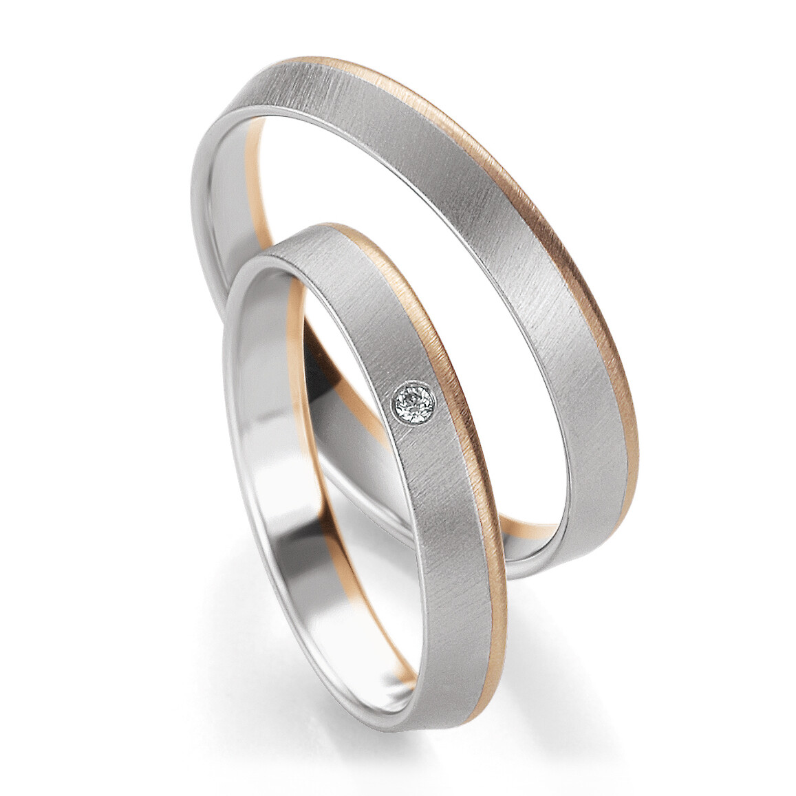 Trauringe Weißgold Roségold Basic Light BR 48/05659 & 48/05660