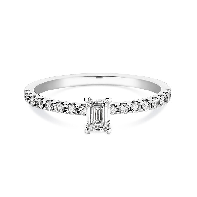 Verlobungsring Pavé Weißgold Emerald DT27216