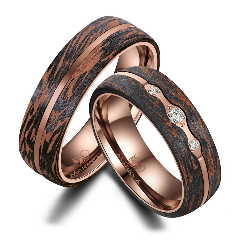 Partnerringe Edelstahl Carbon Bronce Design CB-02