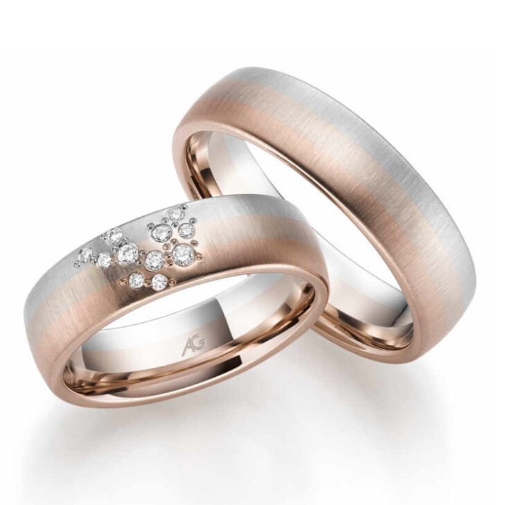 Trauringe Bicolor Mondlicht Brillant 0,088 ct.