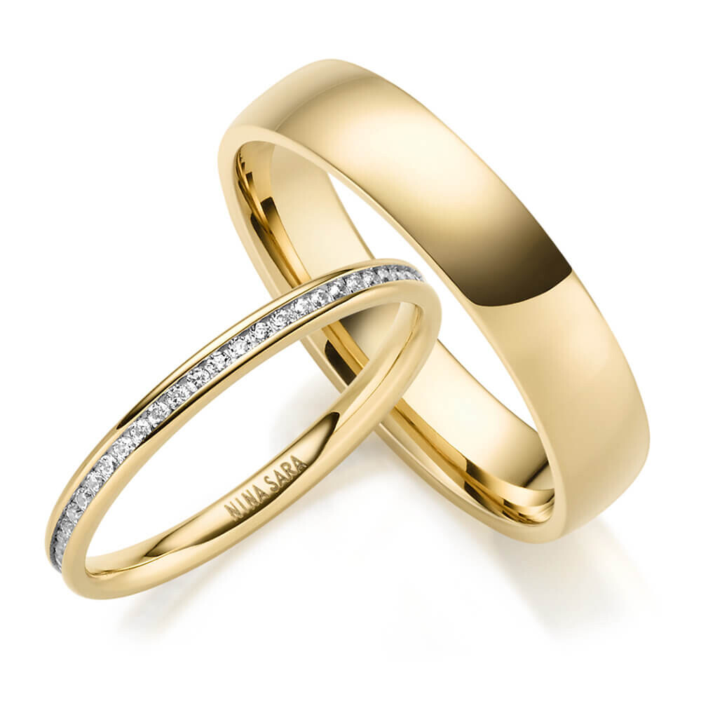 Edelstahlring Set Gold mit Beisteckring Zirkonia NS12