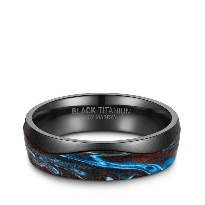 Eheringe Black Titanium Blue Ocean Zirkonia BT-15