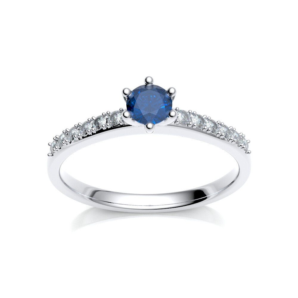 Verlobungsring Pavé aus Weißgold Safir Brillant 0,180 ct. w/si