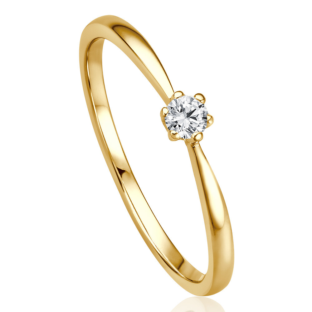 Solitaire Ring Gelbgold Brillant 0.090 ct. w/si