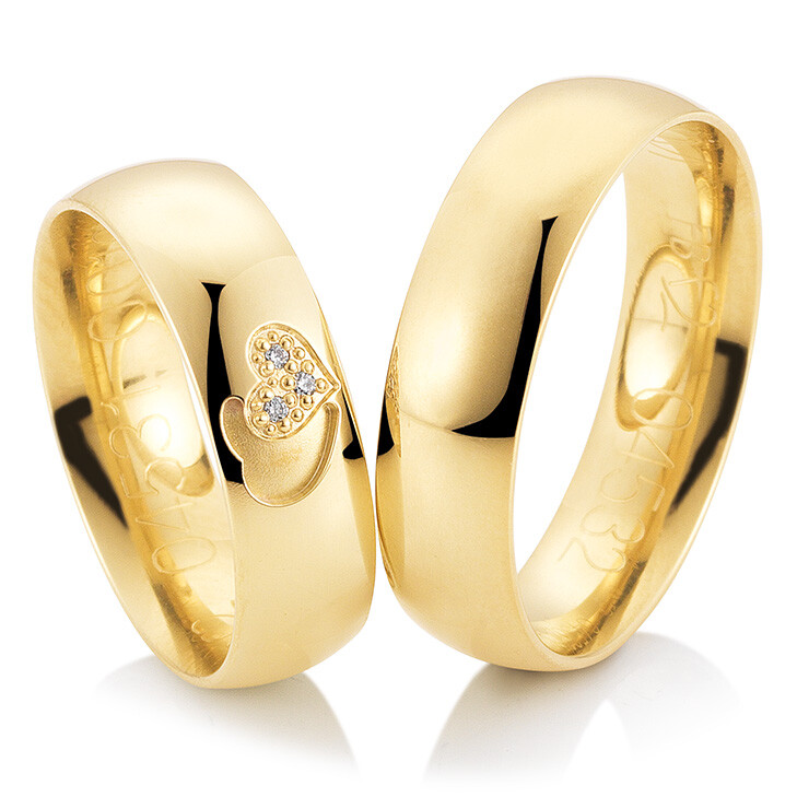 Trauringe Gelbgold Joy 48/04531 & 48/04532 Eheringe Herz