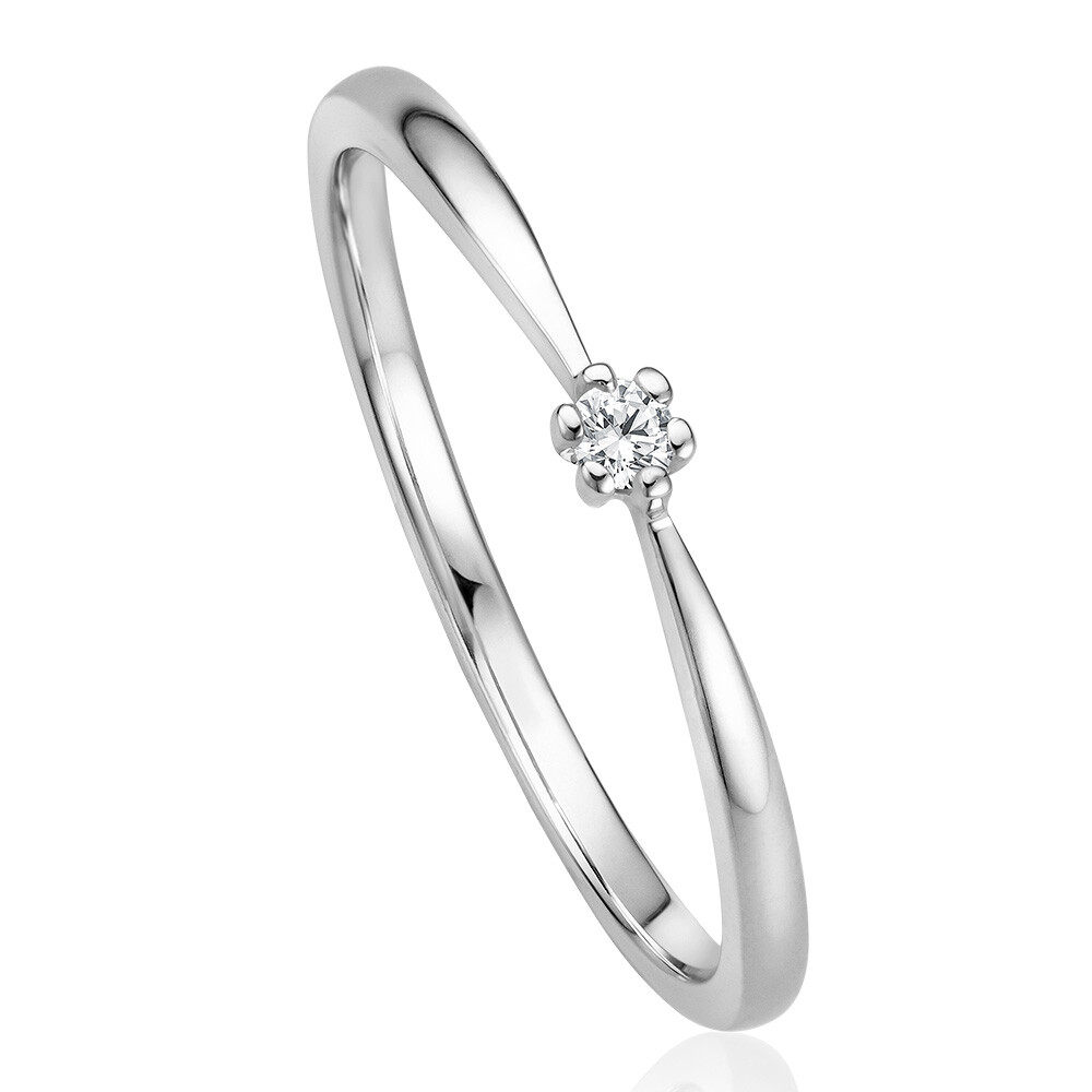 Solitaire Ring Weißgold Brillant 0.040 ct. w/si