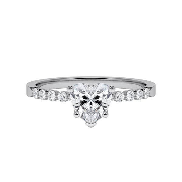 Diamantring Graugold 585 & Weißgold 585 Lab Grown Herz-Diamant zus. 1,200ct RU-1786