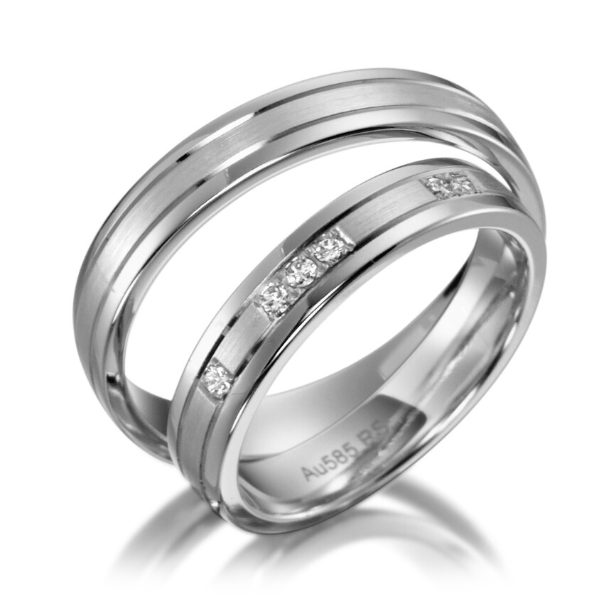 Trauringe Fugendesign Weißgold Brillant SC-1128-1