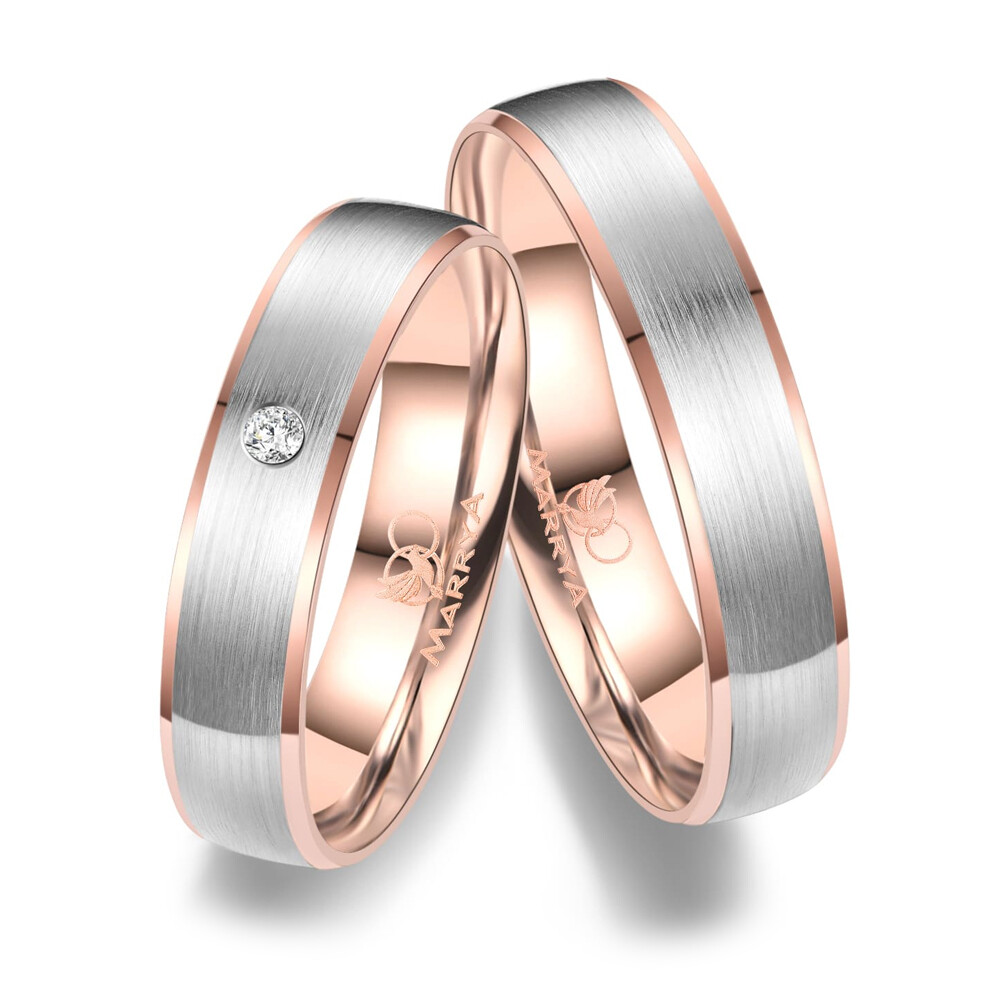 Partnerringe Weißgold 333 & Rotgold 333 Marrya GO-47