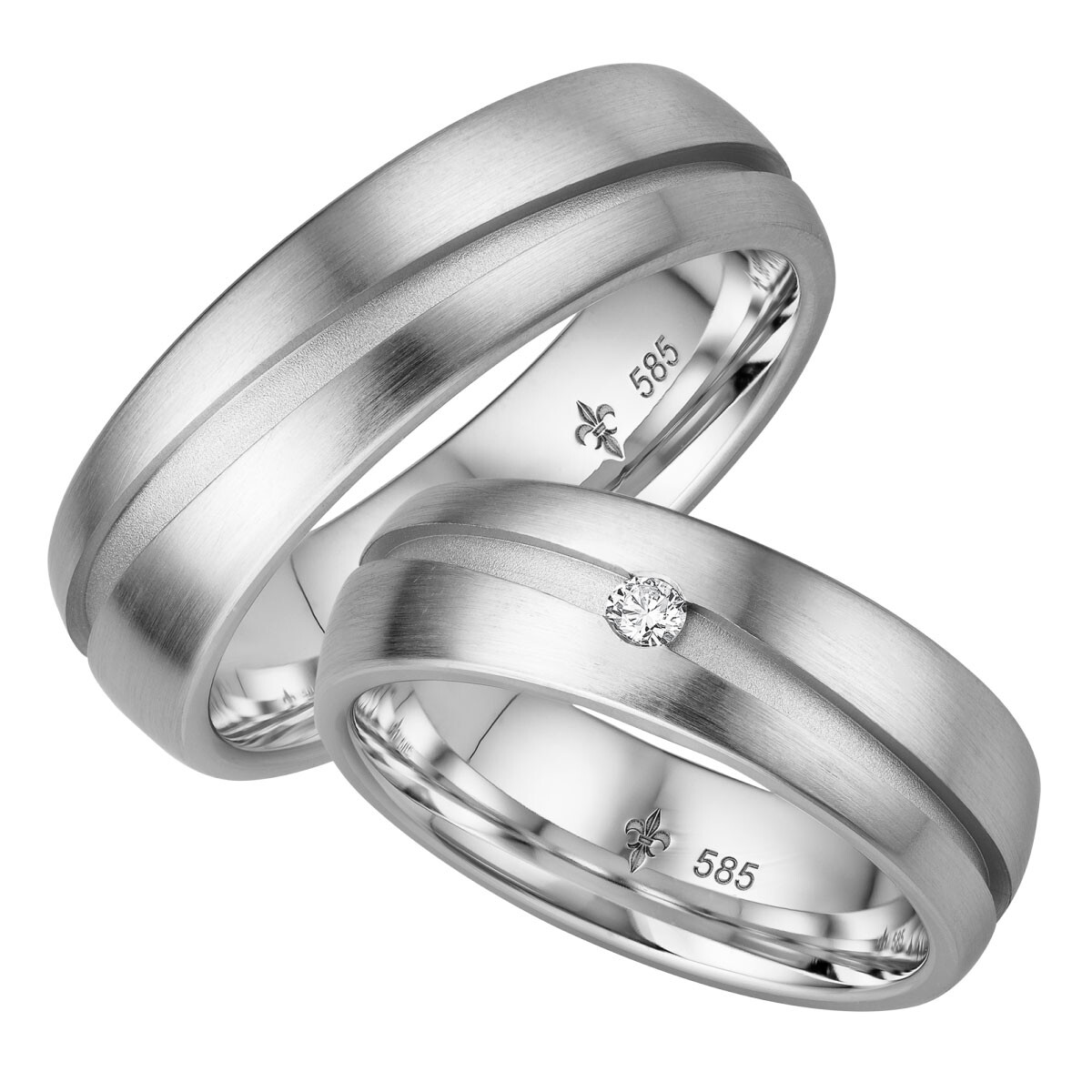 Trauringe Nathalie Weißgold TR-0-00022 & TR-1-00022