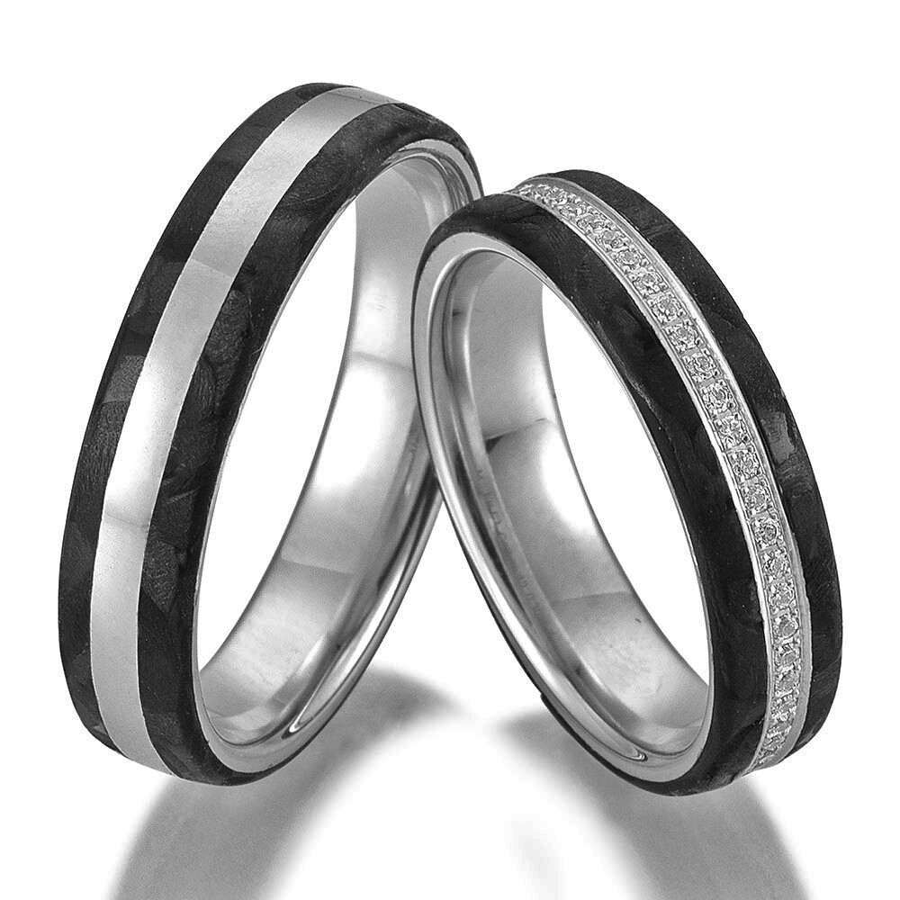 Carbon & Platin Trauringe 49/81458 & 49/81457