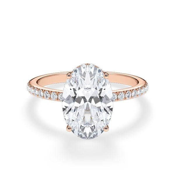 Verlobungsring Hidden Halo Oval Rotgold RU-1902