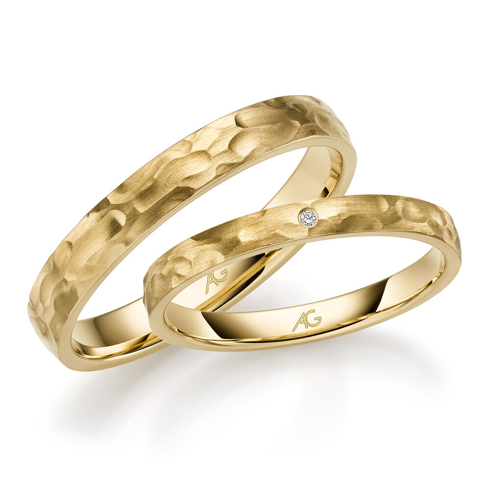 Trauringe Hammerschlag Gelbgold Brillant 31322