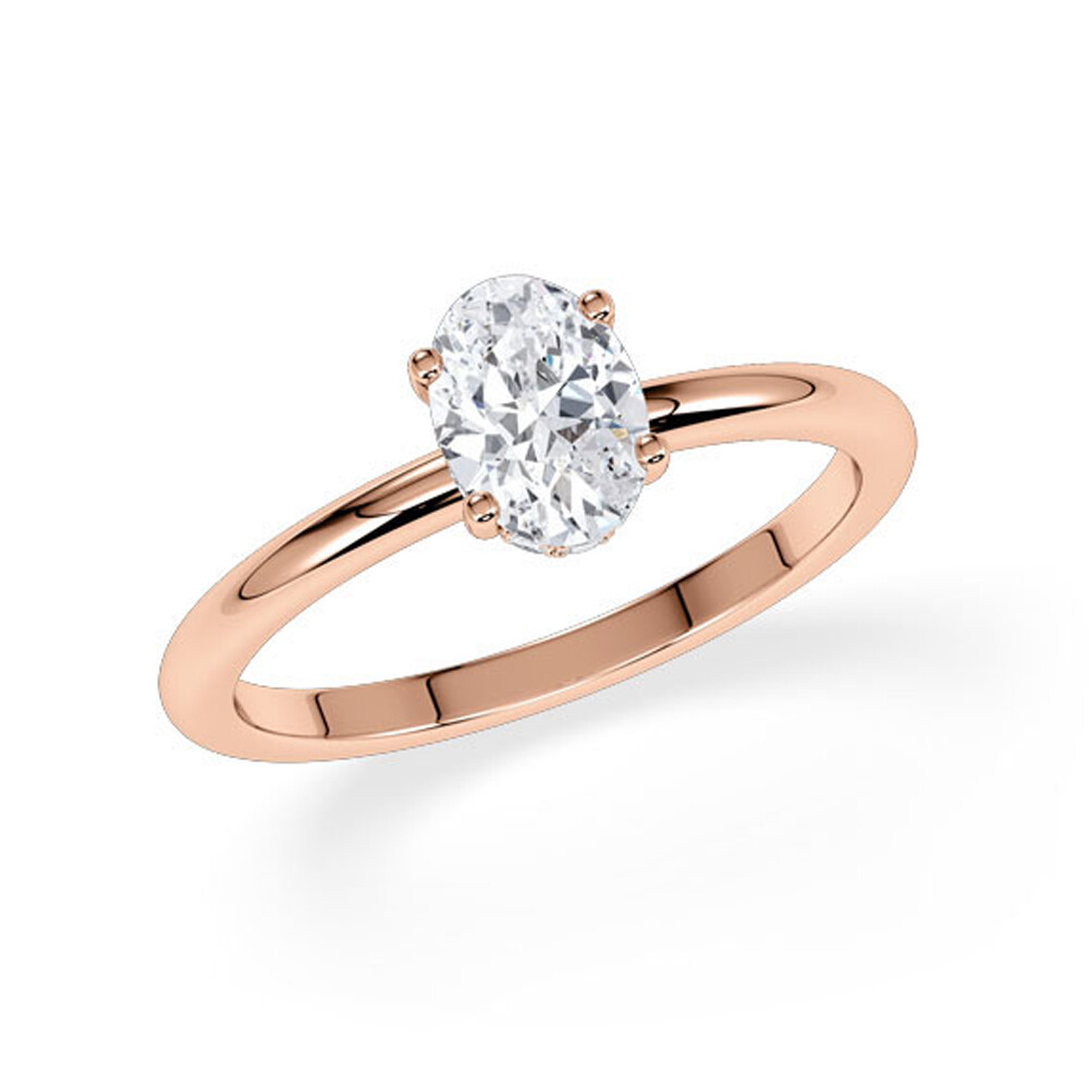 Verlobungsring Hidden Halo Oval Rotgold RU-1902