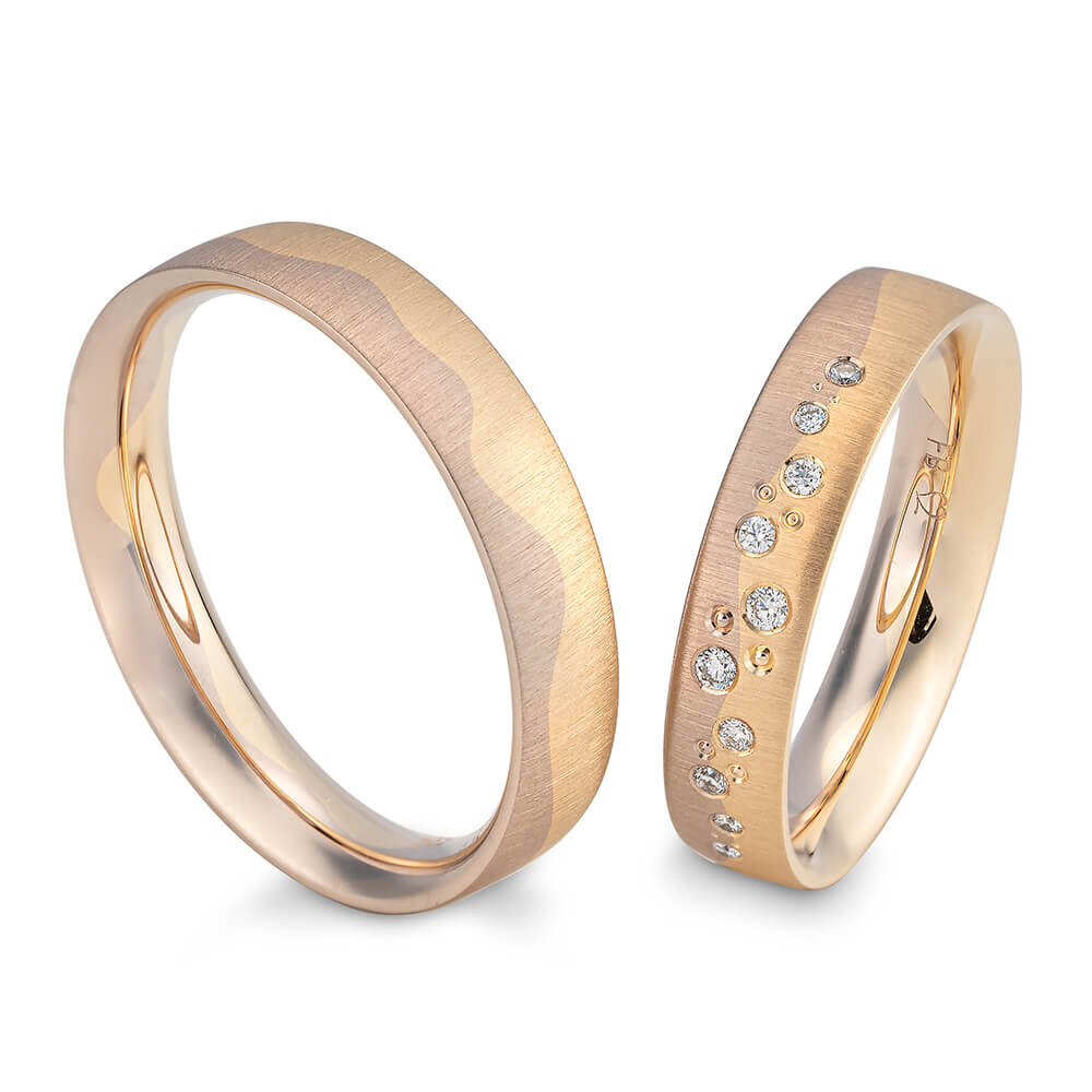 Eheringe Wave Sunrise & Blush Brillant 0,96 ct.
