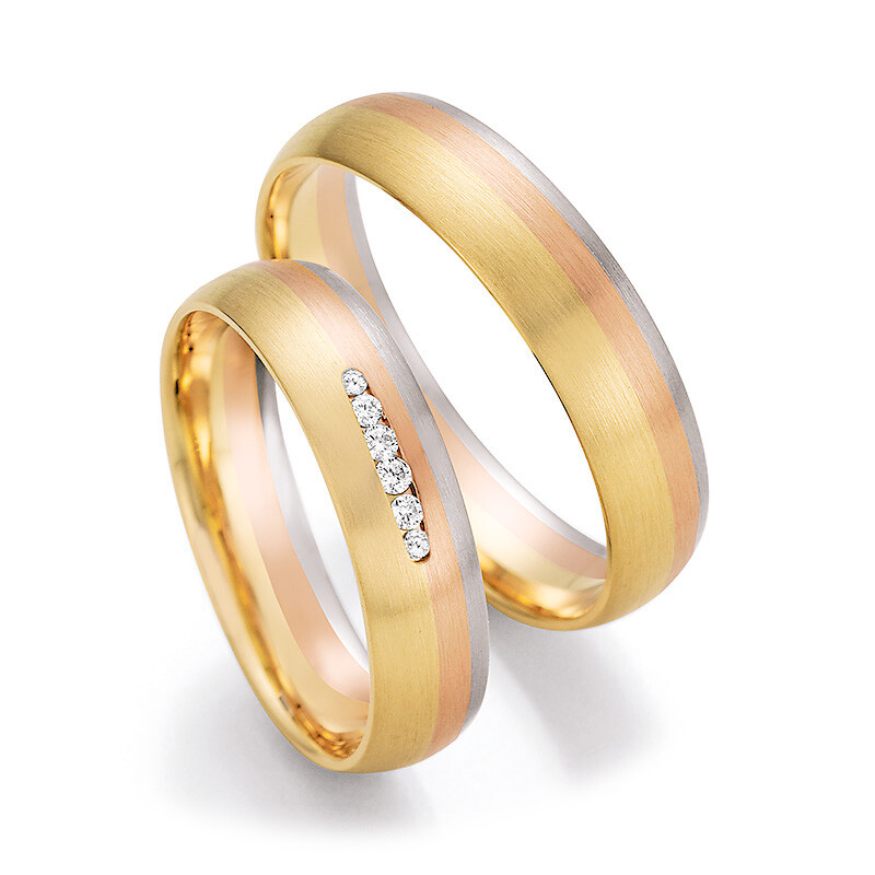 Trauringe Tricolor Sunrise 66/44070 & 66/44080 Brillant
