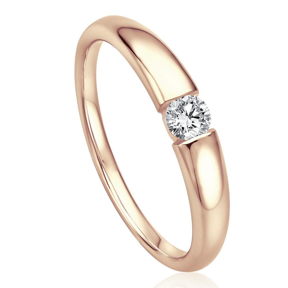 Solitaire Ring Roségold Brillant 0.170 ct. w/si