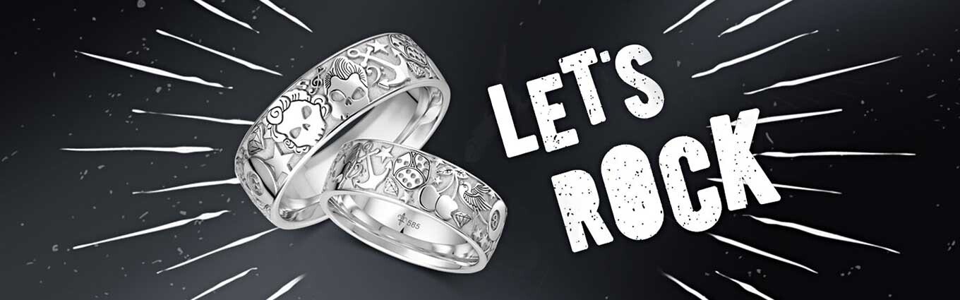 Trauringe Eheringe mit Sugar Skull Design