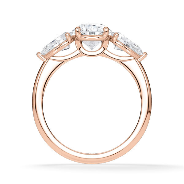 Diamantring Three Stone Lab-Grown Tropfen Pear Rotgold RU-1876