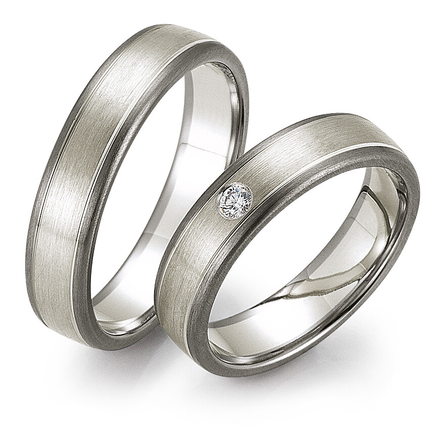 Trauringe Weißgold & Palladium Brillant 0,050 ct.