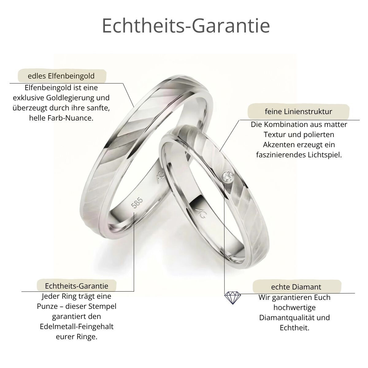 Eheringe Elfenbein-Gold Brillant AG31482