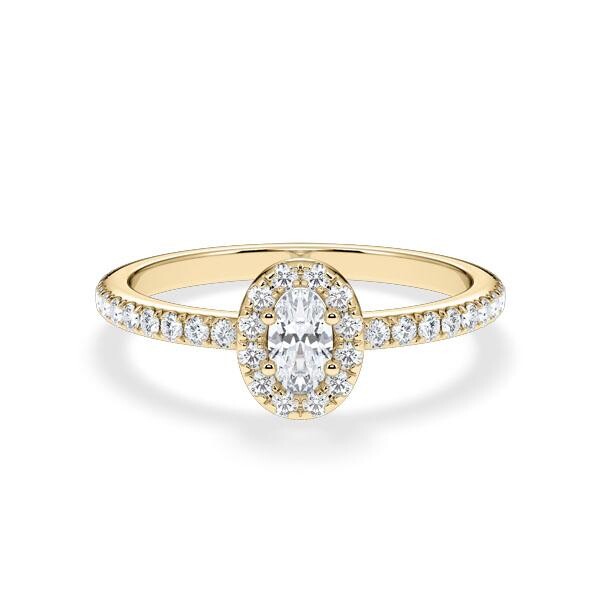 Verlobungsring Hidden Halo Oval Gelbgold RU-1902