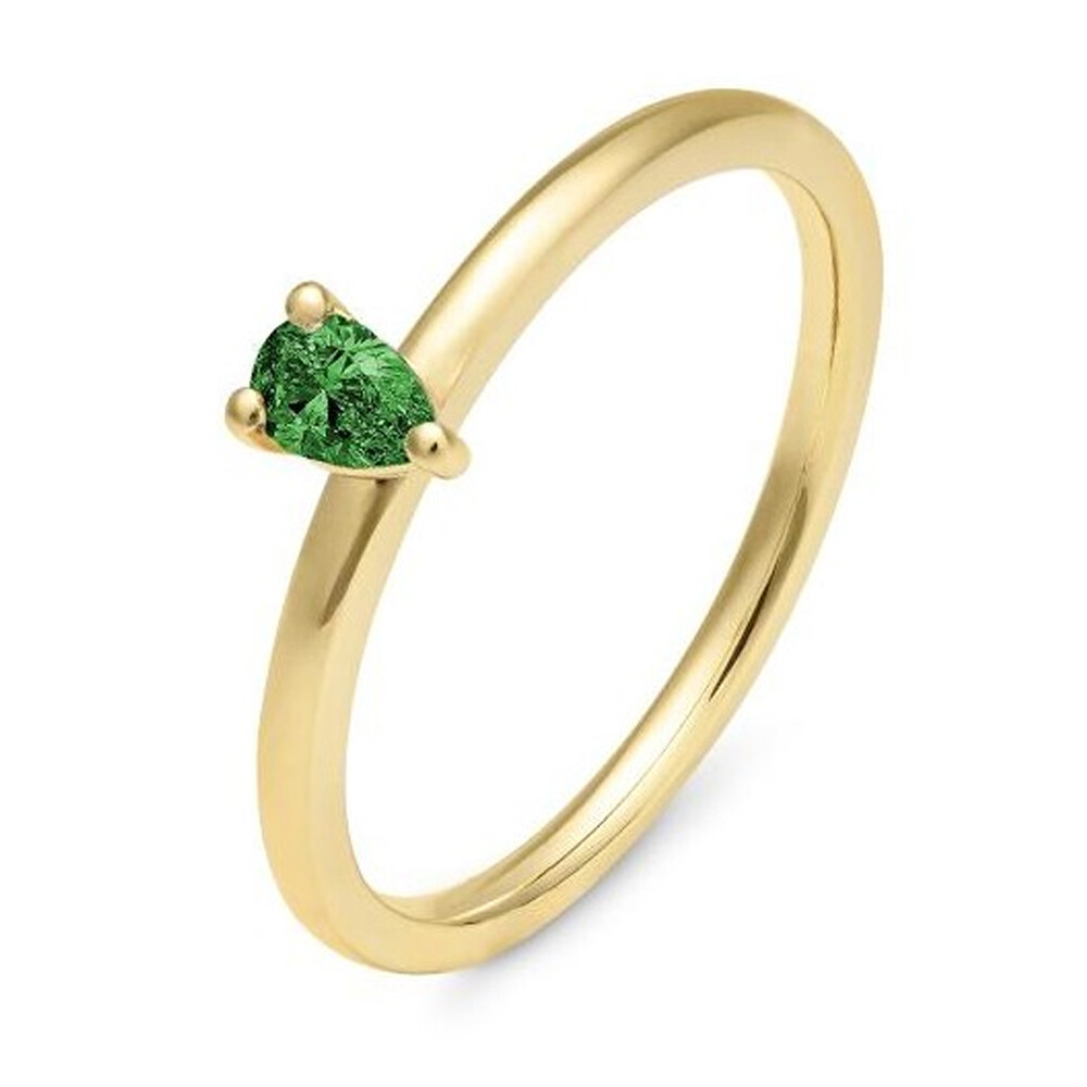 Ring aus Gelbgold mit grünen Tropfen Tsavorite