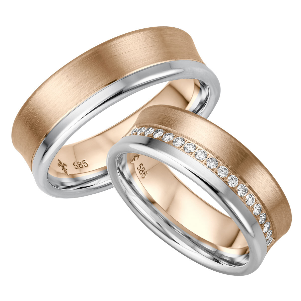 Trauringe Cathérine Roségold & Weißgold TR-0-00023 & TR-1-00023