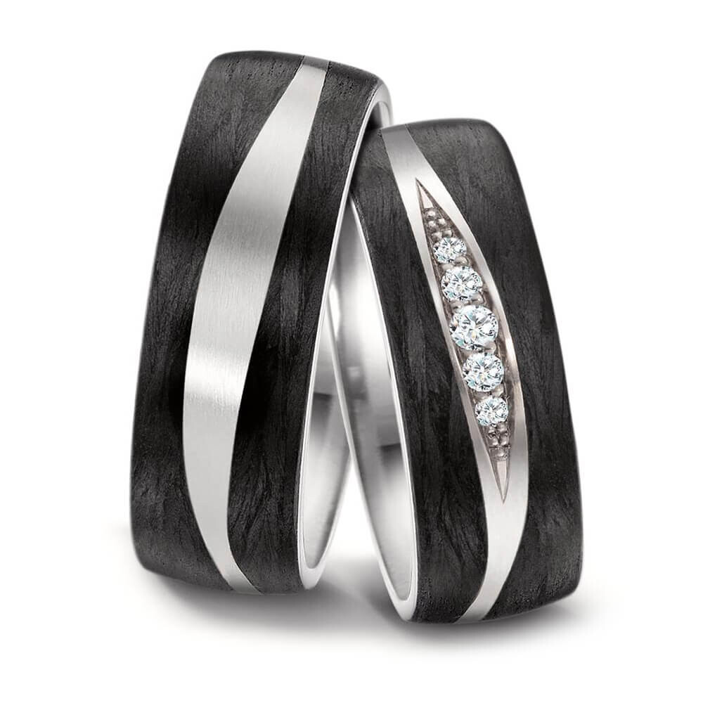 Trauringe Titan & Carbon Brillant 0,090 ct.