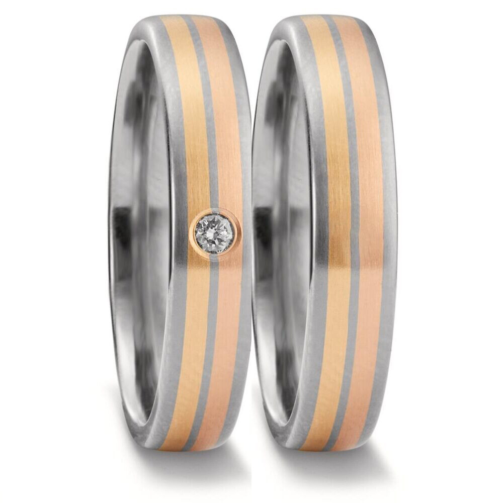 Trauringe Titan Gelb-/Rotgold 750 Brillant 52695
