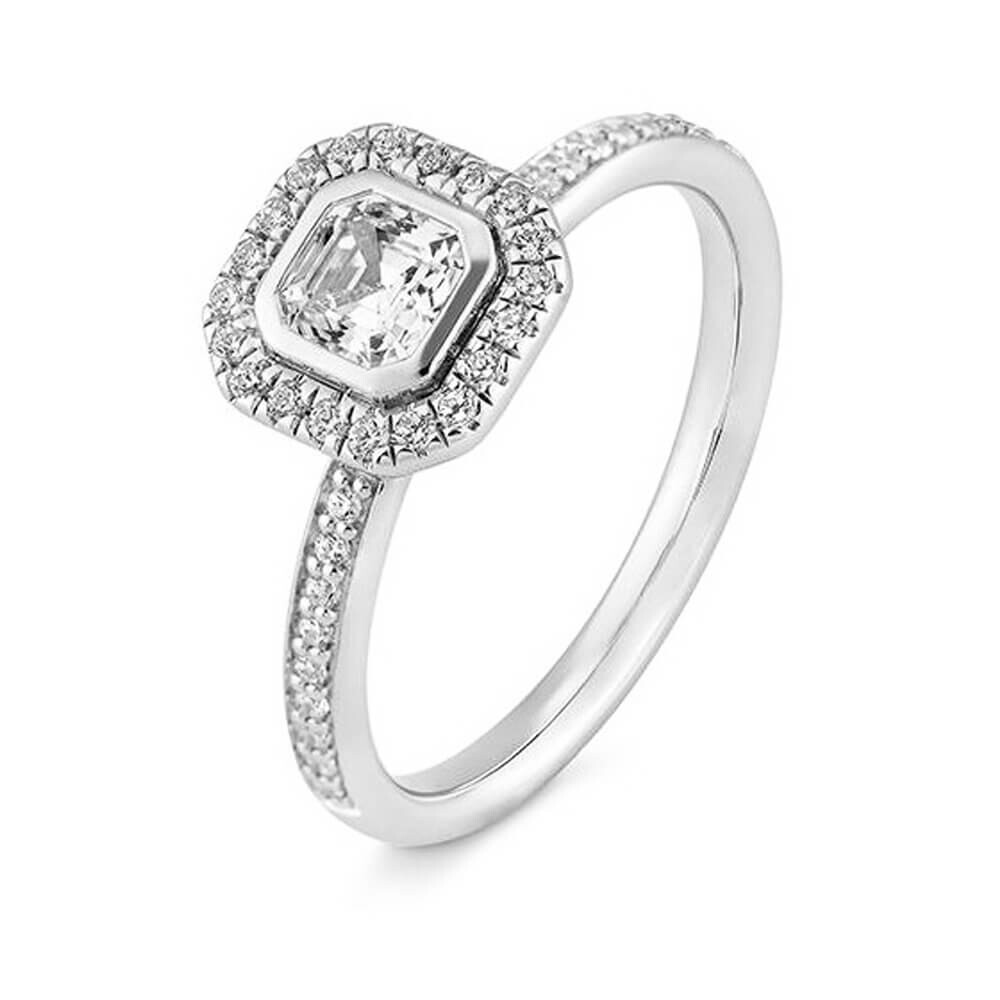Verlobungsring Asscher Weißgold Lab-Grown Diamanten