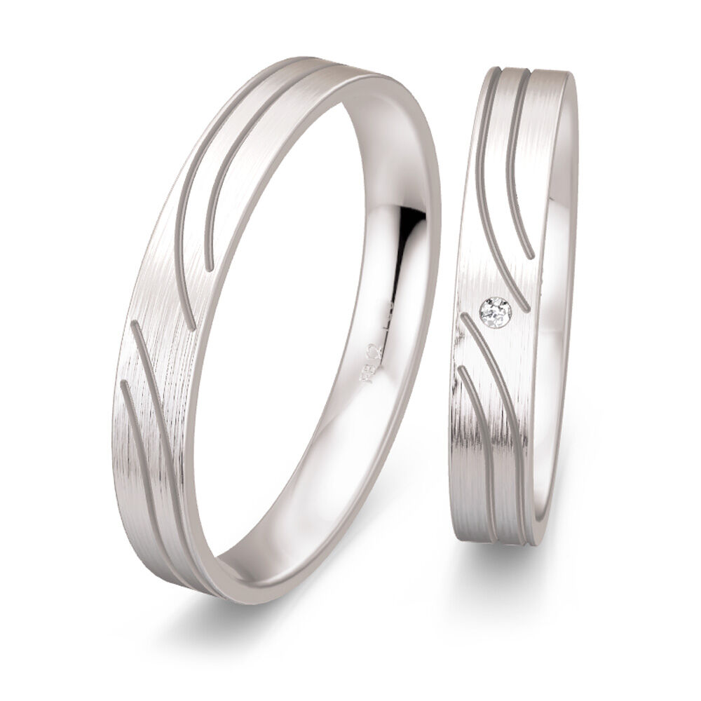 Trauringe Weißgold Brillant 0,010 ct.