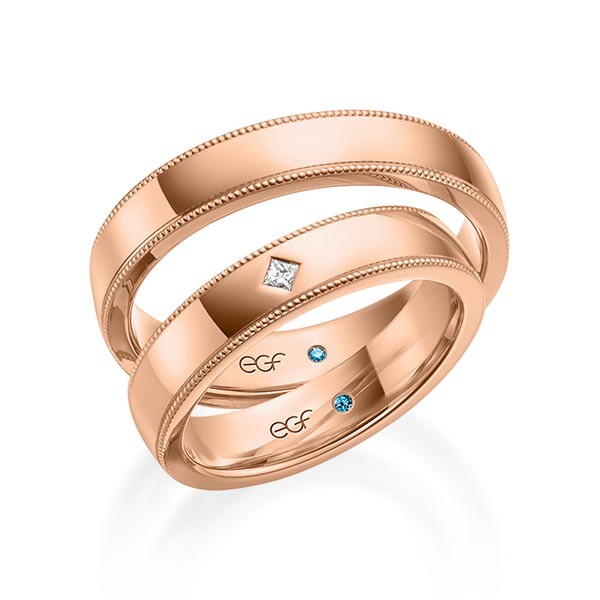 Trauringe Rotgold Perlfuge Prinzess F-1313-4