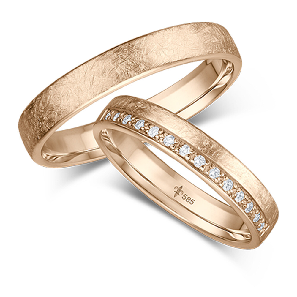 Trauringe Colette Roségold Brillant TR-0-00077 & TR-1-00077