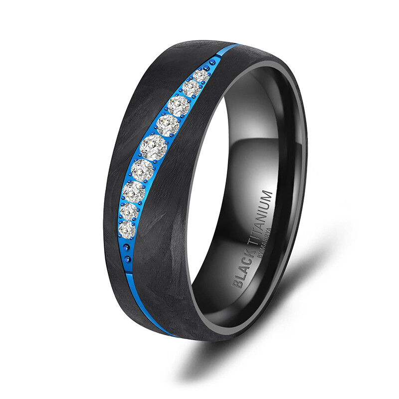 Eheringe Black Titanium Blue Ocean Brillant BT-B-17