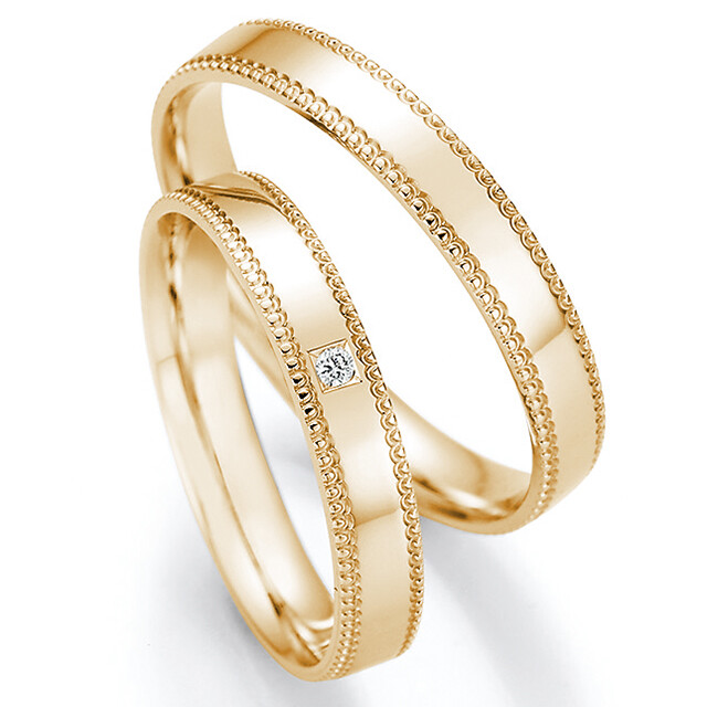 Trauringe Gelbgold Millgriff Perlfuge - TRS66RU61150G