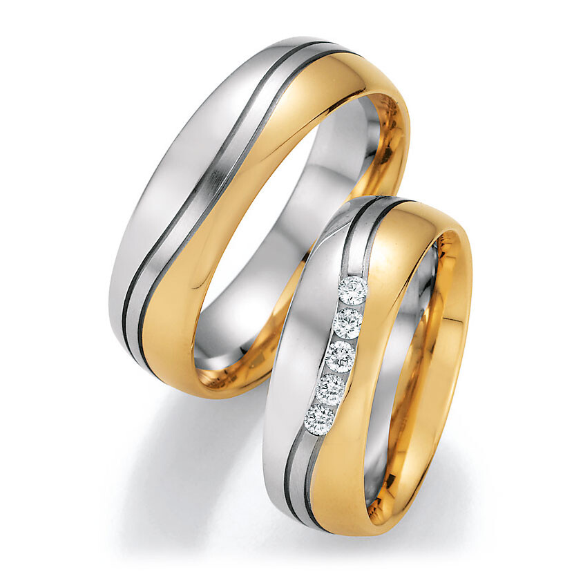Trauringe Weißgold & Gelbgold Brillant CR 66/40110 & 66/40120