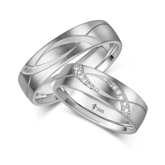 Trauringe Edith Weißgold TR-0-00071 & TR-1-00071